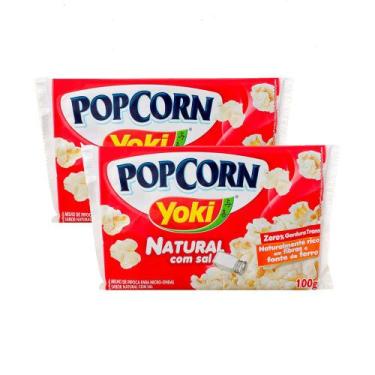 Imagem de Kit 2 Pipoca para Microondas Popcorn Yoki Natural com Sal 0% Gordura T