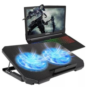 Imagem de Suporte Notebook Base Led Refrigerada Ventilação Silenciosa Cor Preto 