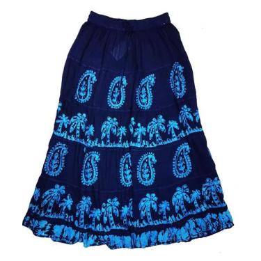 Imagem de Saia Indiana Longa Cigana Boho Estampada E Bordada Várias Cores - Bele