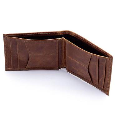 Imagem de Carteira Masculina Slim em Couro Cartões Dinheiro Rucksack 005, Canela