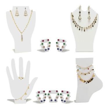 Imagem de Expositor Busto Brinco Colar Anel Corrente P/ Joia Kit 9un - Acrilikus