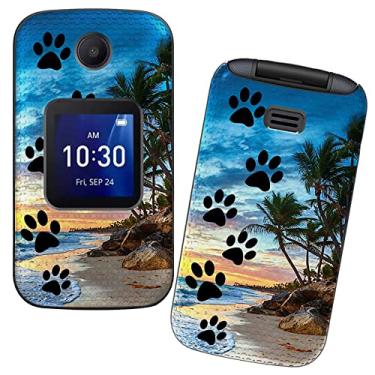 Imagem de RWUTYTIUL Capa para celular Alcatel Go Flip 4 / TCL Flip Pro com protetor de tela de vidro temperado, camada dupla, antiarranhões, à prova de choque, capa de textura de grade fina para mulheres e