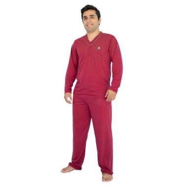 Imagem de Pijama Masculino de Frio Inverno Manga Longa Cor Lisa - Perola Pijamas