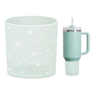 Imagem de WUQID Bota de silicone superior com glitter compatível com Stanley Quencher H2.0 1,134 g 850.5 g 590.0 g e IceFlow Flip 850.5 g 567.0 g, copo antiderrapante capa de manga inferior