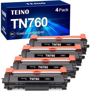 Imagem de Cartucho de toner compatível com TEINO para substituição para Brother TN760 TN 760 TN730 para uso com Brother DCP-L2550DW MFC-L2710DW MFC-L2750DW HL-L2370DW HL-L2395DW HL-L2350DW (preto, pacote com 4)