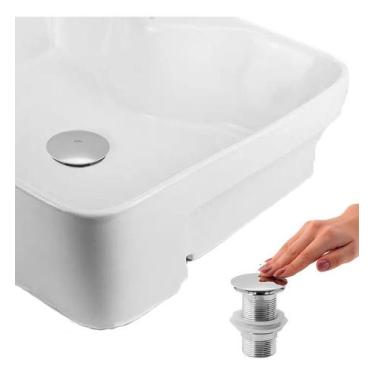 Imagem de Kit Cuba Semi Encaixe Sicília e Válvula Click para Cubas Inox Cromada 