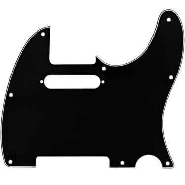 Imagem de Escudo Guitarra Telecaster Preto 08 Furos - 3 Camadas (Sanduiche) - Th