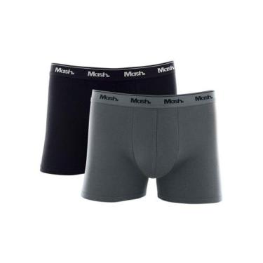 Imagem de Kit C/2 Cuecas Boxer Mash Cotton Algodão Cinza e Preto 110.04, Cinza, 