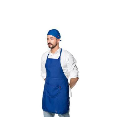 Imagem de Avental e Bandana Azul Kit Chef de Cozinha Restaurante Unissex - DU CH