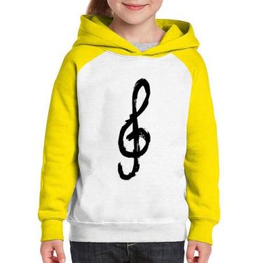 Imagem de Moletom Infantil Clave De Sol Arte - Foca na Moda, Branco, Amarelo, 2
