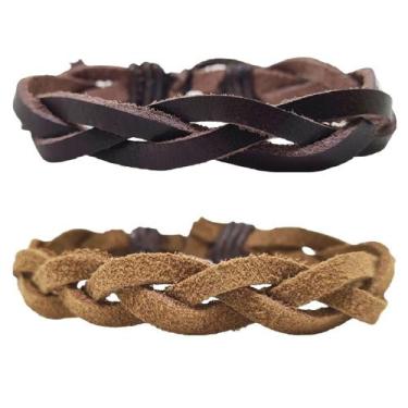 Imagem de Kit 2 Pulseira Bracelete Casual Trançado Masculina Ajustável - PENDULA