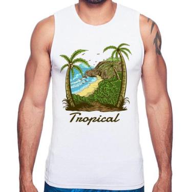Imagem de Regata Tropical Beach - Foca na Moda, Branco, GGG