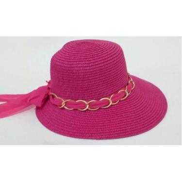 Imagem de Chapeu De Praia Viseira Palha Corrente Femenina - Mrvendas, UN, Preto