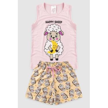 Imagem de Pijama Infantil Menina Happy Sheep - Bene Tex, 10, Rosa claro