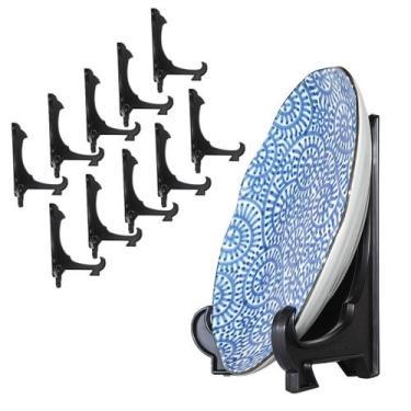 Imagem de Kit 10 Peças Suporte Para Pratos e Azulejos Preto 20cm - AC