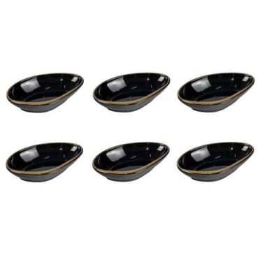 Imagem de Kit C/ 6 Molheiras Para Shoyu Ou Molhos Preto Dourado - AC