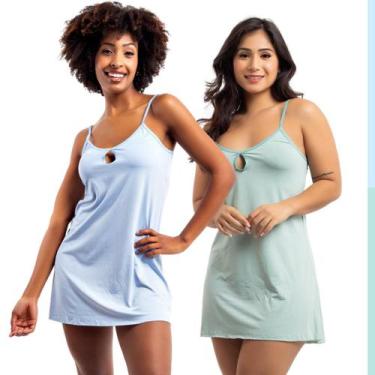 Imagem de Kit 2 Camisolas Curta de Dormir Pijama Feminino sem Bojo - Viére, GG, 