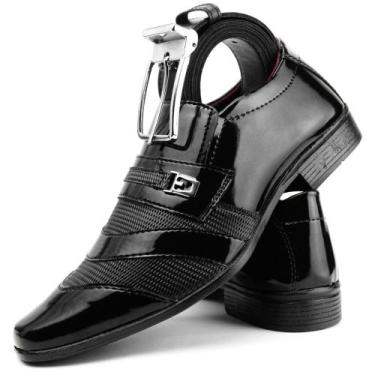 Imagem de Sapato social masculino preto verniz + cinto social preto - Sollano, P