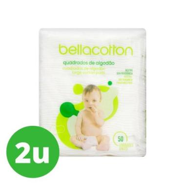 Imagem de Algodão Quadrado Bellacotton Bebê 50 unidades - kit 2 unidades
