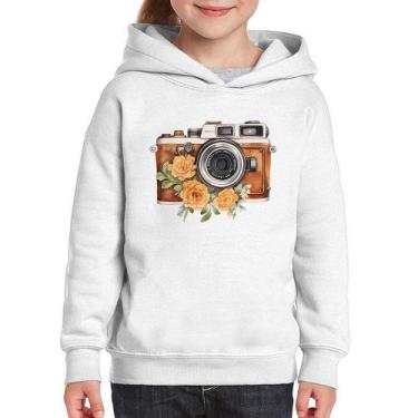 Imagem de Moletom Infantil Máquina Fotográfica Vintage e Flores - Foca na Moda, 