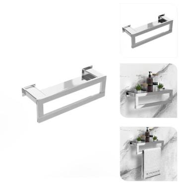 Imagem de Prateleira com Toalheiro 40 Cm Inox - Kromus RT0331-40