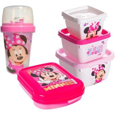 Imagem de Kit Lanche Escolar C/ Garrafinha 320ml Infantil Minnie Rosa - Plasutil