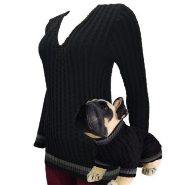 Imagem de Roupinha Pet & Blusa Feminina Canetran - Kit - Katlen Tricot, Preto, P