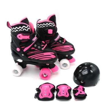 Imagem de Patins roller infantil ajustável 4 rodas com kit de proteção turma da 