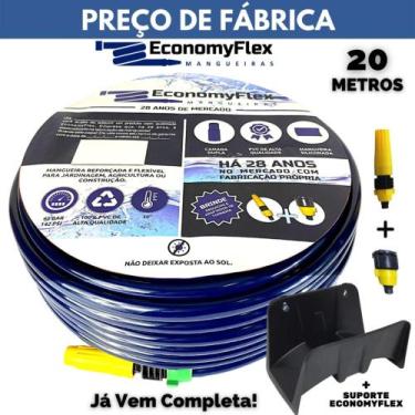Imagem de Mangueira para Jardim EconomyFlex Azul 20 Metros com Suporte