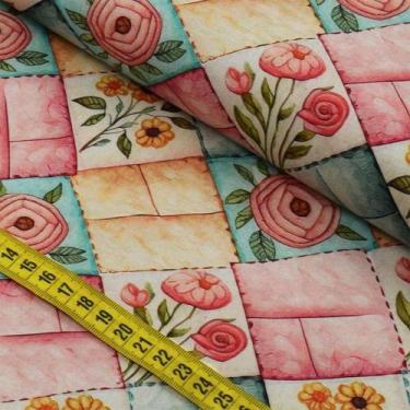Imagem de Tecido Estampado Para Patchwork - Costura Retrô : Quilt Diagonal (0,50