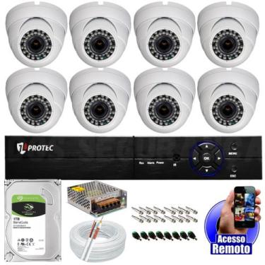 Imagem de Kit Segurança Cftv 8 Câmeras Fullhd 1080p Dvr Cloud Completo + HD 1TB
