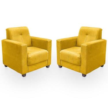 Imagem de Kit Poltrona Cadeira para Sala Confortável Reforçada Veneza Suede - Be