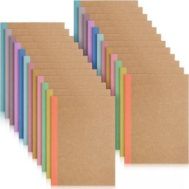 Imagem de Harloon Caderno de composição A5 Cadernos de composição 20,3 x 14,6 cm Cadernos Kraft pautados para faculdade com espinhos de arco-íris, pequeno livro de composição forrado para escritório, casa (cor