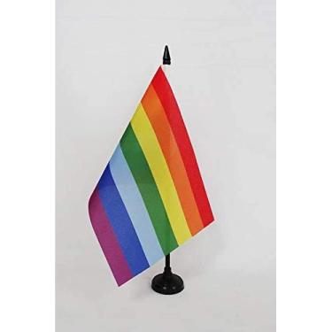 Imagem de Bandeira de mesa para pessoas Quechuan da AZ Flag de 12,7 x 20,3 cm – Bandeira de mesa Runa Simi 21 x 14 cm – Bastão de plástico preto e base