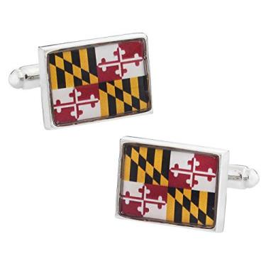 Imagem de Abotoaduras com a bandeira de Maryland com caixa de presente para apresentação