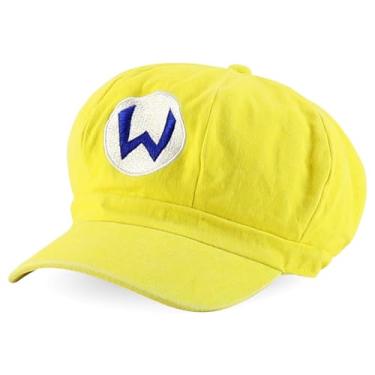 Imagem de Armycrew Mario Luigi Chapéu de fantasia cosplay estilo jornaleiro tingido pigmento, Amarelo, tamanho �nico