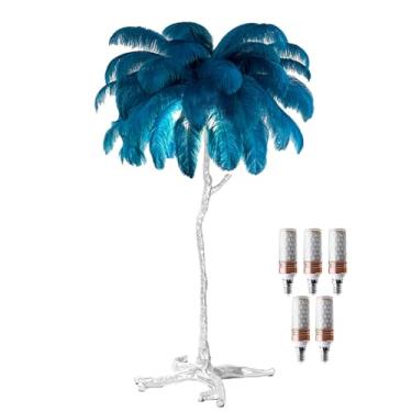 Imagem de Luminária de piso de penas de LED, luminária de pé de resina, 3 cores, regulável, prata, iluminação de chão, quarto, mesa de cabeceira, decoração de sala de estar, luz noturna