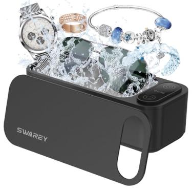 Imagem de SWAREY limpador de retentor ultrassônico, anéis de joias, dentaduras 23 onças (680 ml) limpeza profunda de 360 ​​° Limpador de óculos ultrassônico de laboratório profissional de 45 khz com 5