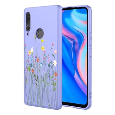 Imagem de HTXWXJC Capa para Huawei Y9 Prime 2019, capa para Huawei P Smart Z, Honor 9X STK-LX1 capa à prova de choque flexível bumper TPU capa macia com padrão de flores para Huawei Y9 Prime (2019) flor roxa