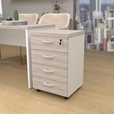 Imagem de Gaveteiro Volante para Escritório 4 Gavetas (Carvalho/Branco)