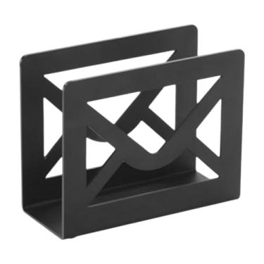 Imagem de Ioensy Organizador moderno de porta-correspondência de metal preto com design de letras de correspondência recortadas, suporte para documentos de envelope de