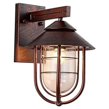 Imagem de Luminárias de parede americanas vintage de ferro com base E26/E27, luz quente, luz branca, luminária de parede personalidade para ambientes internos e externos, para jardim, villa, escadas,