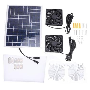 Imagem de Kit de Ventilador de Painel Solar de 15 W Ventilador Portátil Operado por Bateria Kit de Exaustor de Metal Duplo Movido a Energia Solar para Uso Doméstico, Escritório,