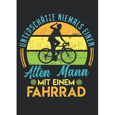 Imagem de Notizbuch A4 liniert mit Softcover Design: Alter Mann mit einem Fahrrad Fahrradfahrer Geschenk Spruch: 120 linierte DIN A4 Seiten