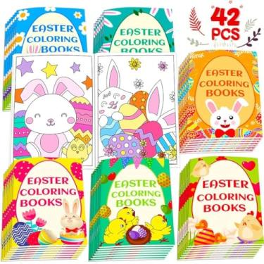 Imagem de Pacote com 42 livros para colorir de páscoa para crianças cesta de ovos presentes lembrancinhas de festa para sala de aula materiais de atividades decorações
