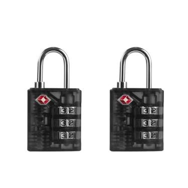 Imagem de UP Security Cadeado TSA para bagagem, cadeado de combinação durável de 4 dígitos com indicador de alerta, seguro para malas, mochilas, armários de academia (preto + preto)