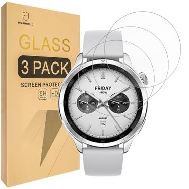 Imagem de Mr.Shield Protetor de tela compatível com Xiaomi Watch S4 [vidro temperado] [pacote com 3] [vidro japonês com dureza 9H]