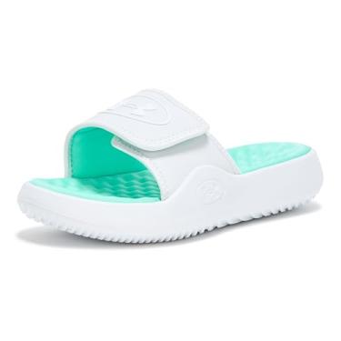Imagem de Under Armour Sandália feminina Ignite Pro 8 Slide, (023) Cinza distante/verde cometa/branco, 38