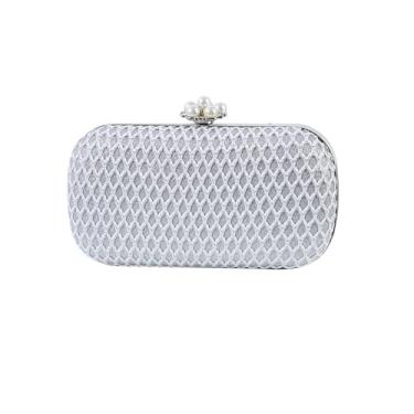 Imagem de CORIOS Bolsa clutch de lantejoulas para mulheres com strass cintilante, bolsa de cristal, bolsa tiracolo, Prata, Large