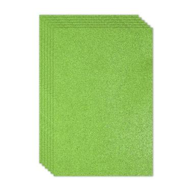 Imagem de PATIKIL 2 mm (1/25.4 cm) Folha de espuma adesiva com glitter 16 x 24 polegadas (40 x 60 cm) verde claro, placa de espuma EVA brilhante para artesanato, 6 peças
